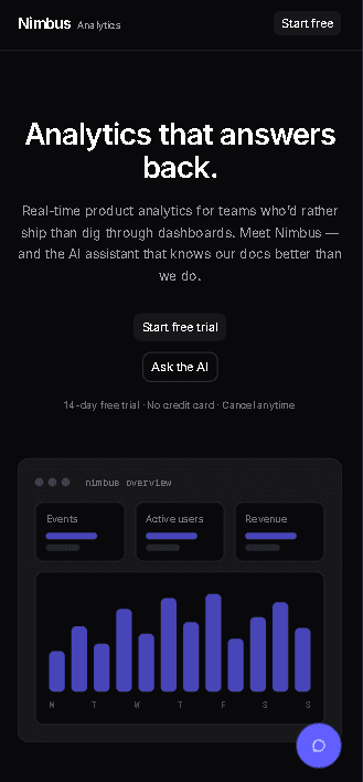 SupportAI widget rendered at 375px width